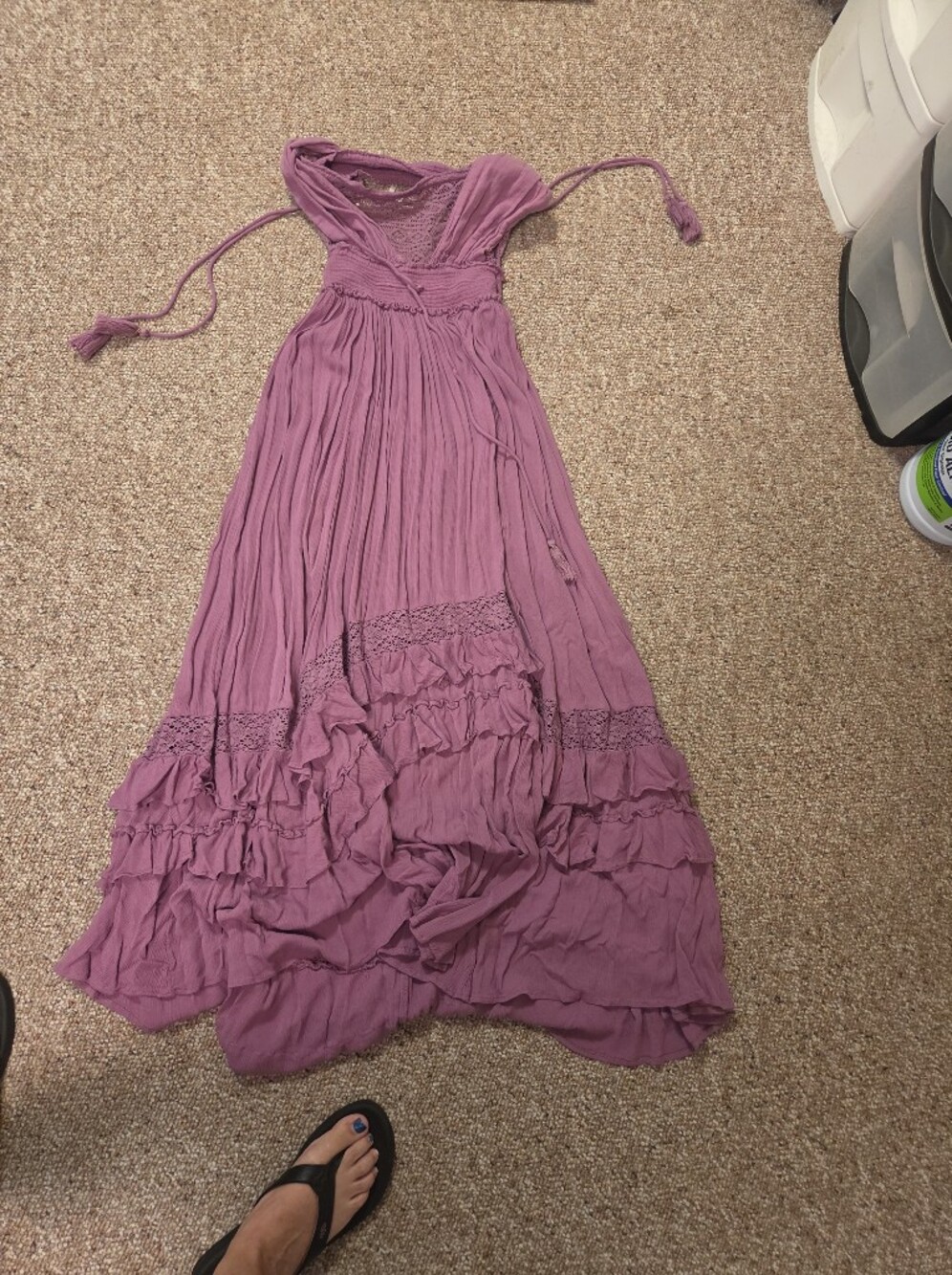 Free People Mauve Ruffled Maxi Dress